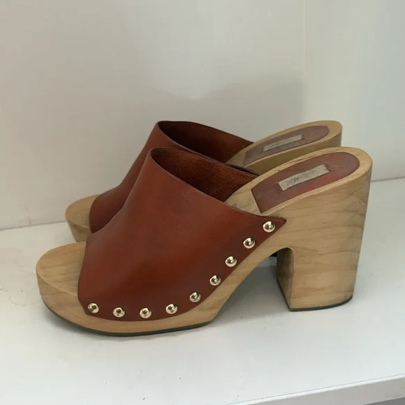 H&M Studded Mules Wooded Sole - Picture 1 of 4